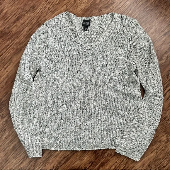 Eileen Fisher Silk Sweater- Size Medium Petite Gray/ Blue Tones- - Picture 3 of 7